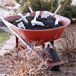 skeleton in wheelbarrow