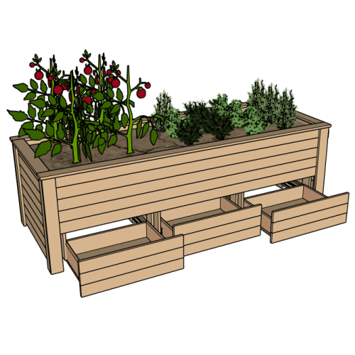 Raised Garden Bed with Drawers